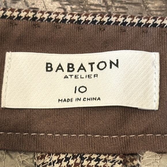 Babaton Numero Pant Small Houndstooth Brown Black Size 10 - Picture 8 of 10